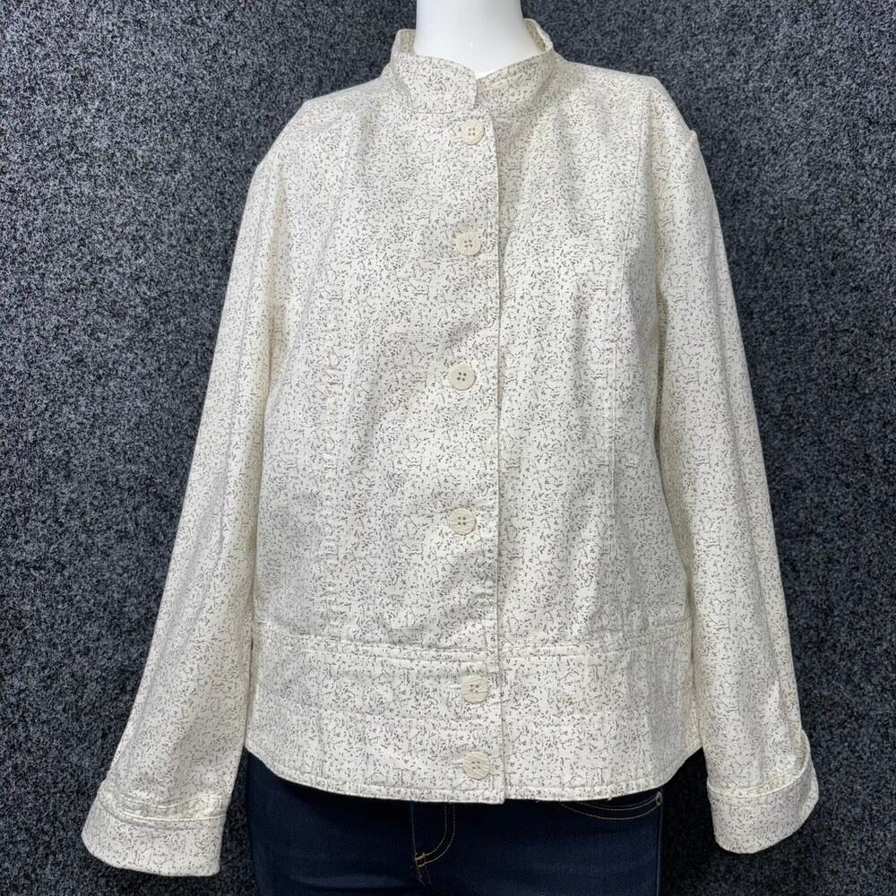 Minimalist Mandarin Collar Button Jacket Stretch Medium Clean Classic Tailored